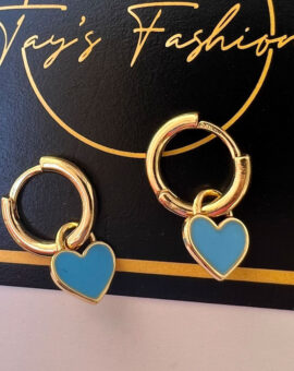 Gold Earrings with Blue Heart