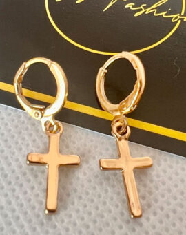 Golden Earrings With Cross